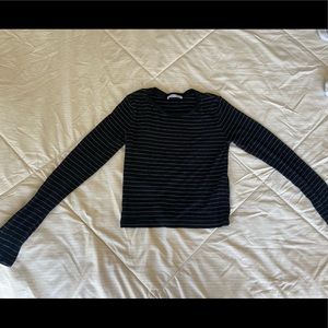 Very flattering Zara blue and white striped stretch crop